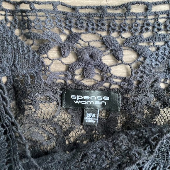 Spense Black Lace & Crochet Sheer Midi Dress/ Cover Up - Picture 2 of 8